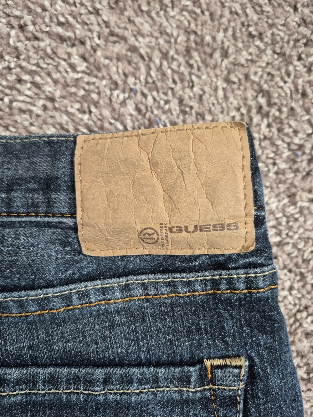 GUESS Men’s Dark Blue Denim Jeans - Boot cut Fit